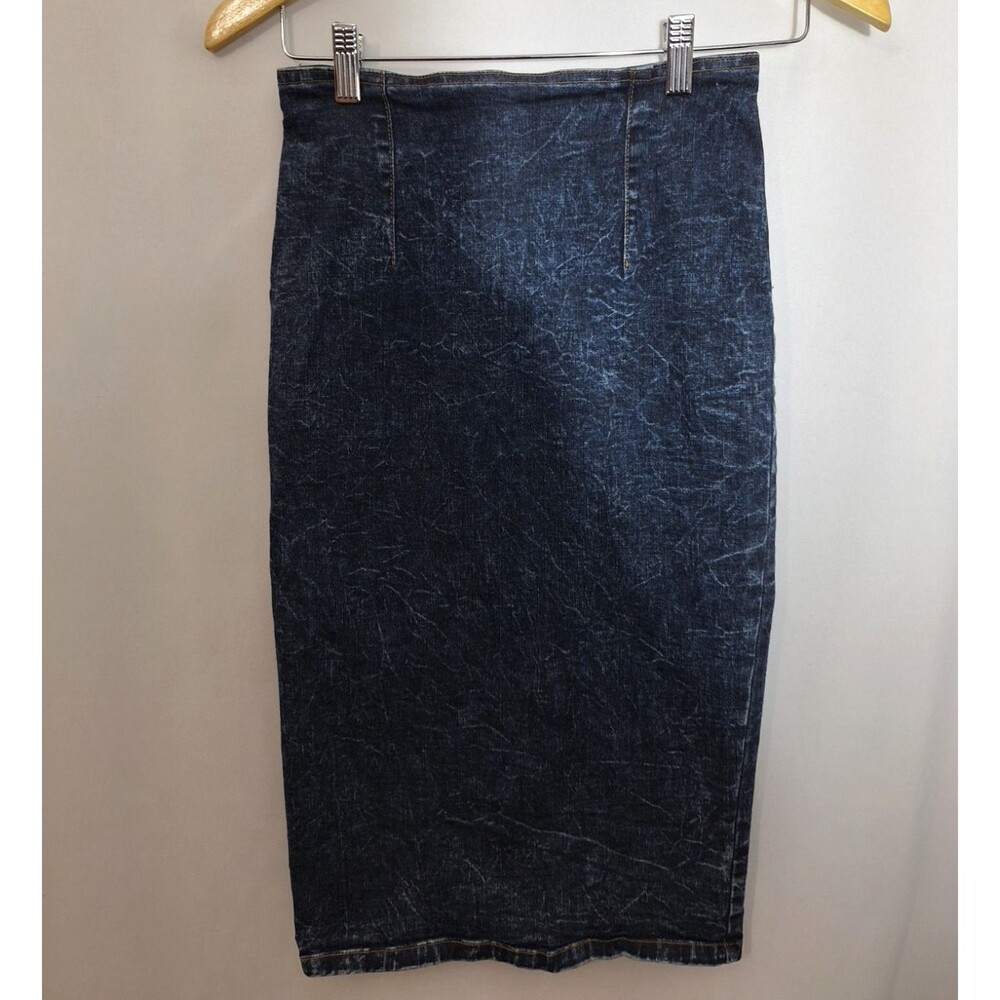 Vintage Judy Blue Womens High Waisted Denim Column Skirt Sz L Acid Wash Stretch